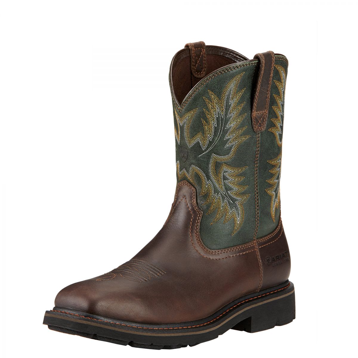 ARIAT WORK Men's 10" Sierra Wide Square Toe Steel Toe Work Boot Dark Brown - 10017434