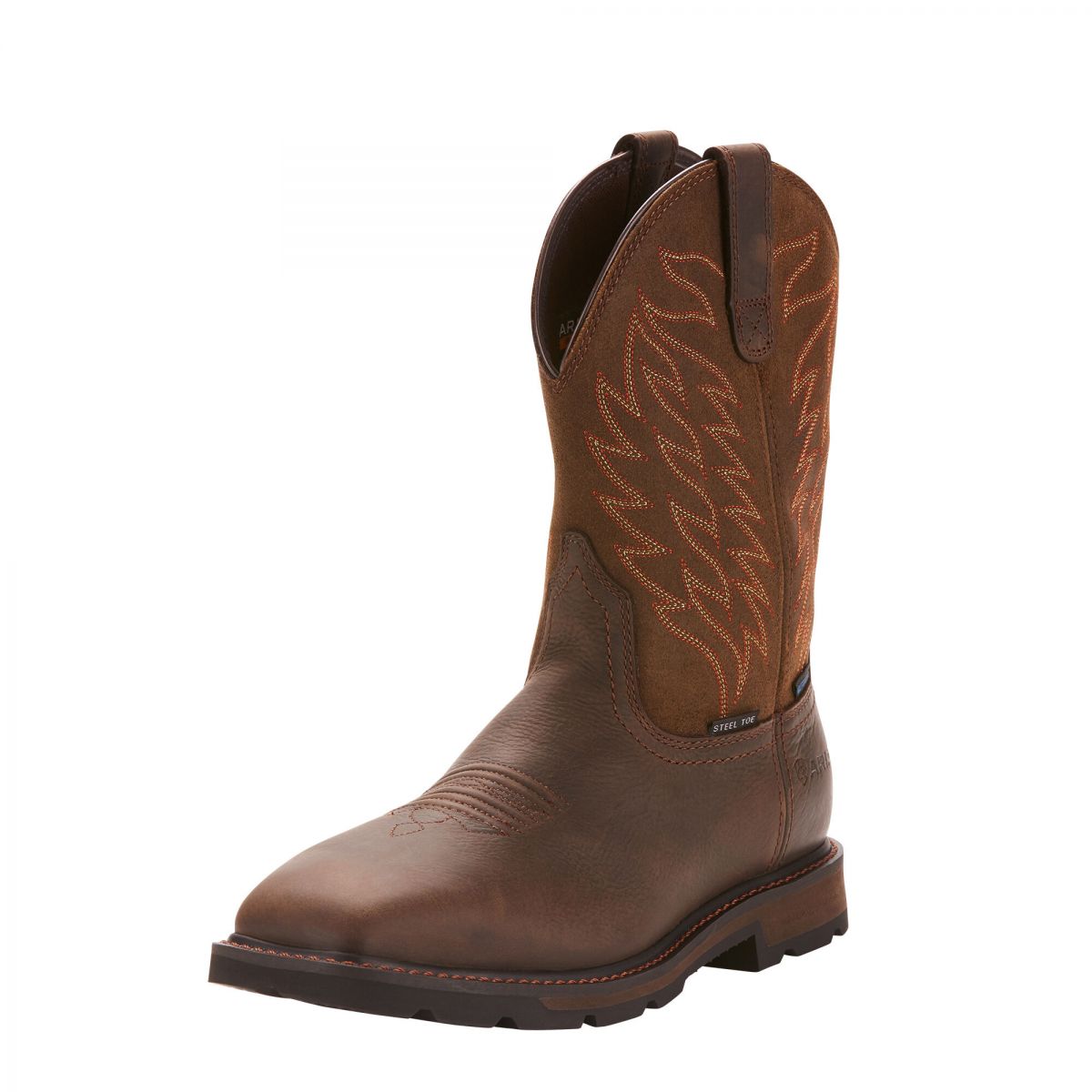 ARIAT WORK Men's 10" Groundbreaker Wide Square Toe Steel Toe Waterproof Work Boot Dark Brown - 10024992