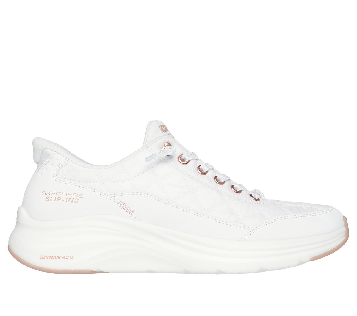 Skechers Women's Slip-ins: Contour Foam - Cozy Fit Golden Hour Slip-In Sneaker White/Rose Gold - 150413-WTRG