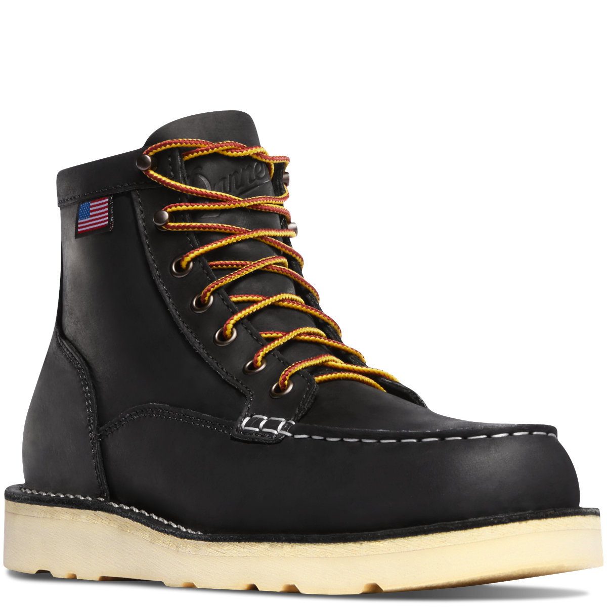 DANNER WORK Men's 6" Bull Run Moc Toe Soft Toe EH Work Boot Black - 15568