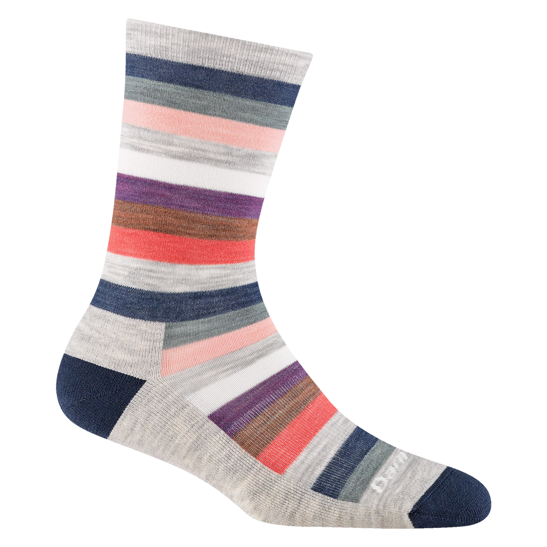 Darn Tough Women's Mystic Stripe Crew Lightweight with Cushion Lifestyle Sock Ash - 1644-ASH