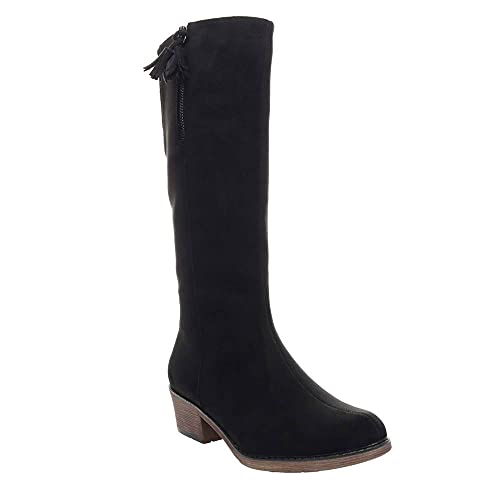 Propet Women's Rider Tall Side-Zip Boot Black Suede - WFX225SSBLK