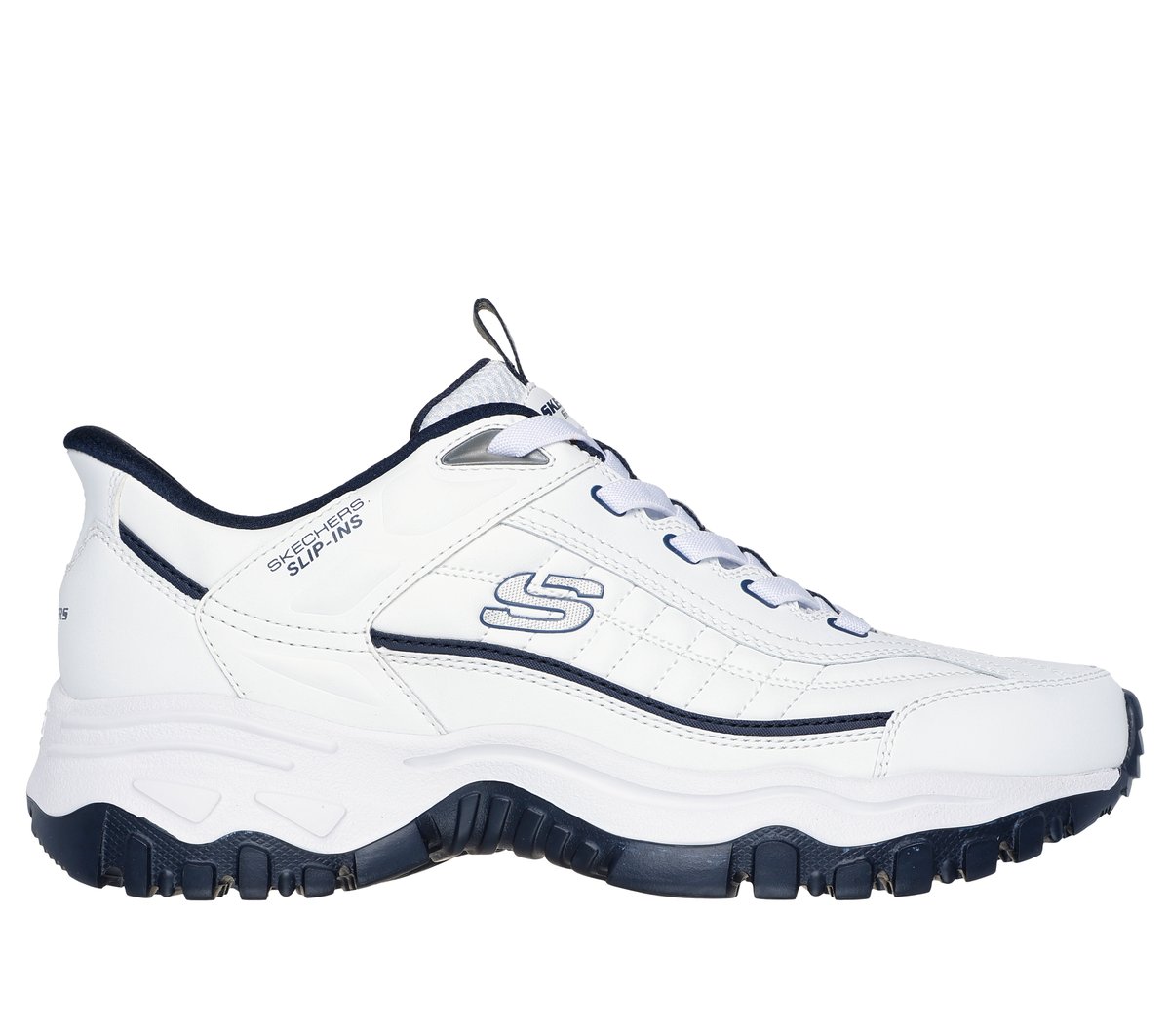 Skechers Men's Slip-ins: E'Lite Afterburn - Grill Corporal Hands Free Shoe White/Navy - 237760-WNV