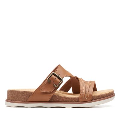 Clarks Women's Brynn Hope Sandal Light Tan Leather - 26166228
