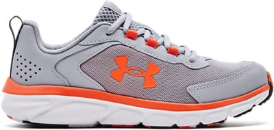 Under Armour Boys' Grade School UA Assert 9 Wide Running Shoes Mod Gray/White/Blaze Orange - 3024850-101