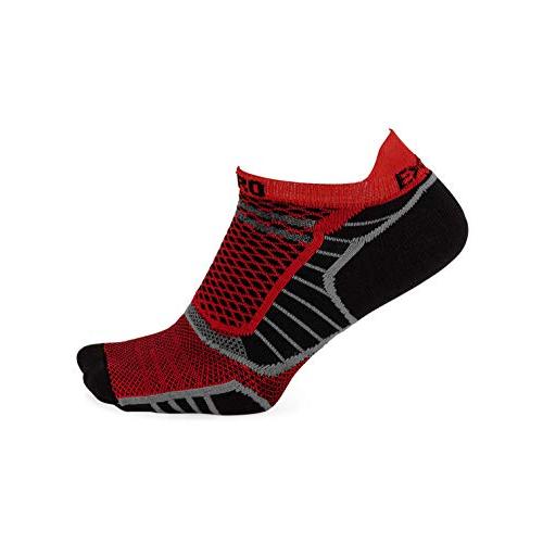 Thorlo Unisex Experia PROLITE Ultra-Light Cushion No Show Tab Socks Black/Grey/Red - XPTU-285