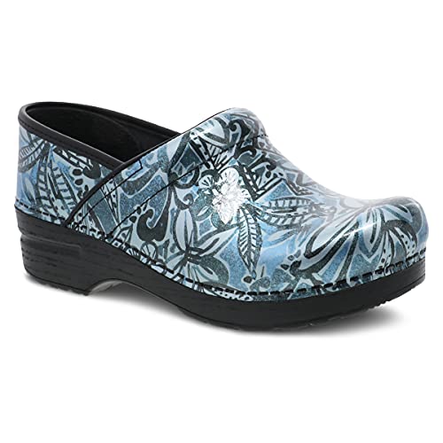 Dansko Women's Professional Clogs Denim Floral Patent Leather - 806710202