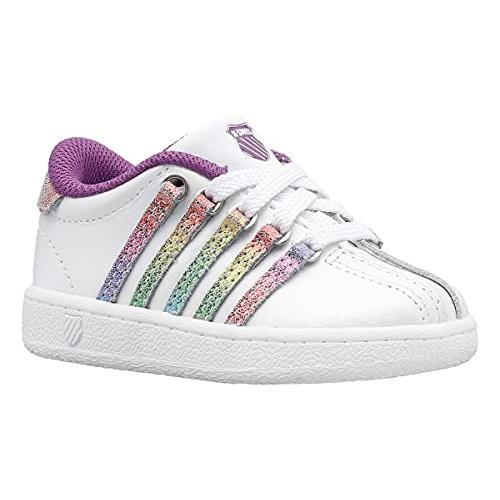 K-Swiss Unisex Toddlers' Classic VN Sneaker White/White/Rainbow - 23343-173