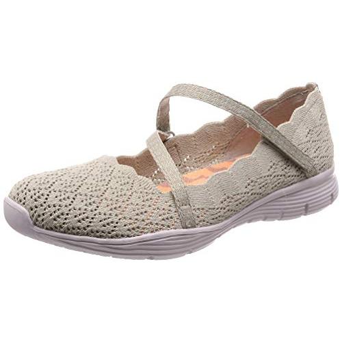 Skechers Women's Seager-Strike Out-Scalloped Engineered Knit Mary Jane Flat
