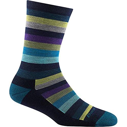 Darn Tough Women's Mystic Stripe Crew Lightweight with Cushion Lifestyle Sock Dark Teal - 1644-DARK TEAL