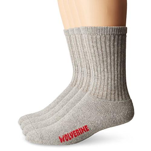 WOLVERINE mens 4 Pack Crew Rib Stay Up Top Band Socks