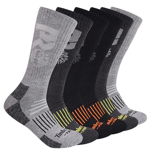 Timberland PRO Men's Big Logo Half Cushion Crew Socks Multi (6 pairs) - 43TB302385TB-M05