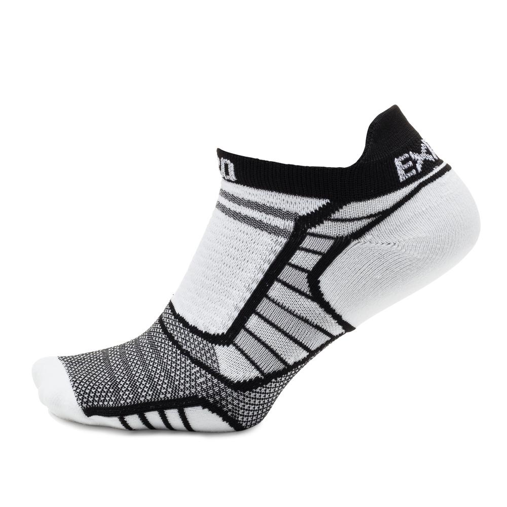 Thorlo Unisex Experia PROLITE Ultra-Light Cushion No Show Tab Socks White/Black - XPTU-132