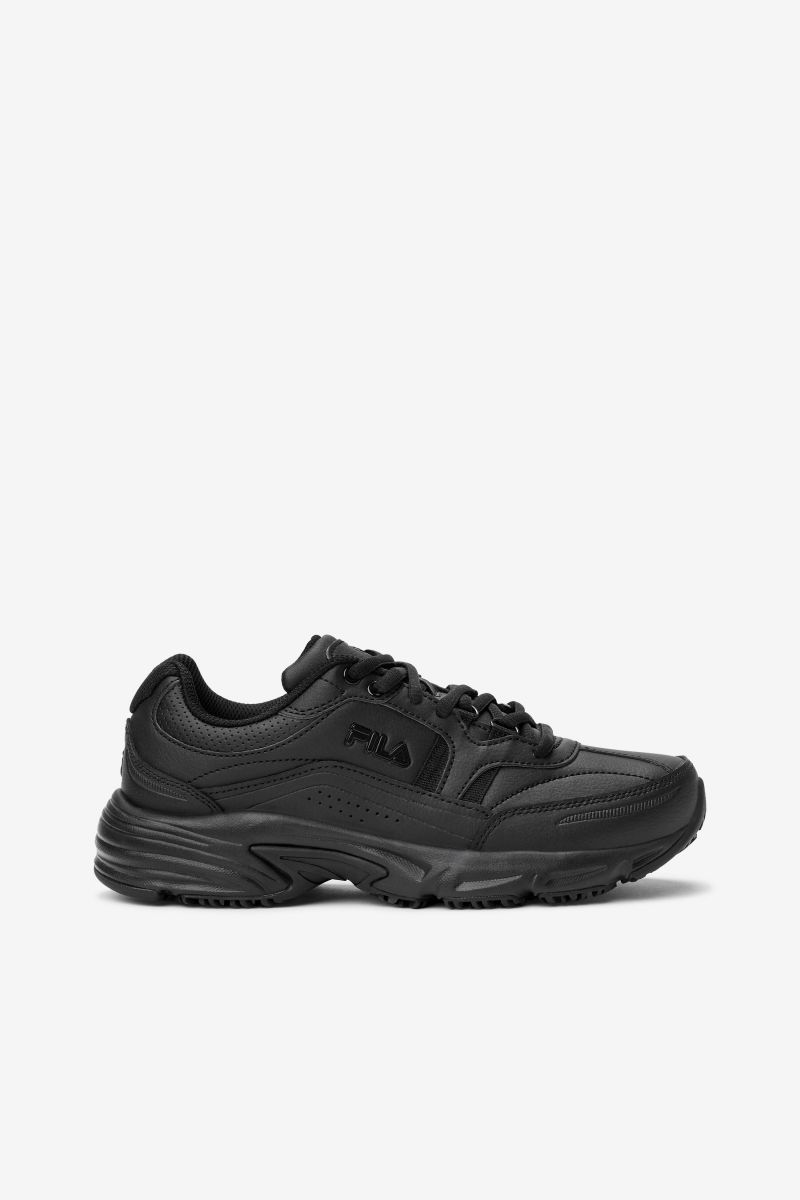 FILA WORK Women's Memory Workshift Wide Width Soft Toe Slip Resistant Work Shoe Black/Black/Black - 5SGW0002-001