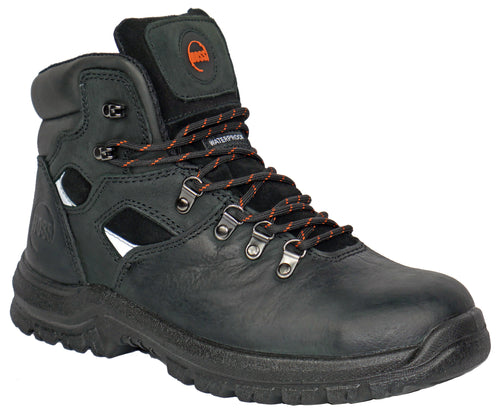 HOSS Men's 6" Adam Steel Toe Waterproof Work Boot Black Buffalo Leather - 60122
