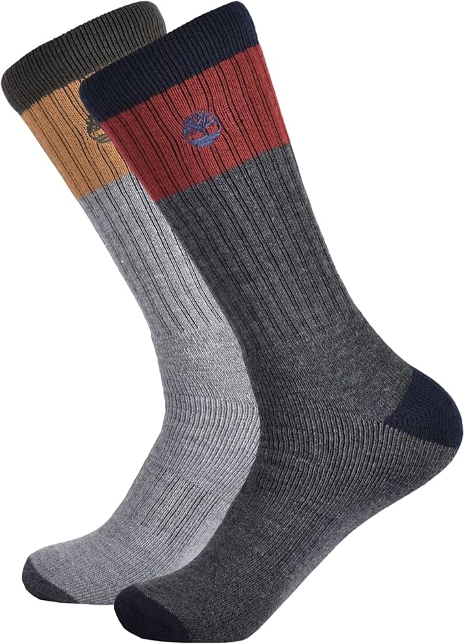Timberland PRO Men's Colorblock Crew Socks Charcoal Heather (2 pairs) - 43TB182853TA-010