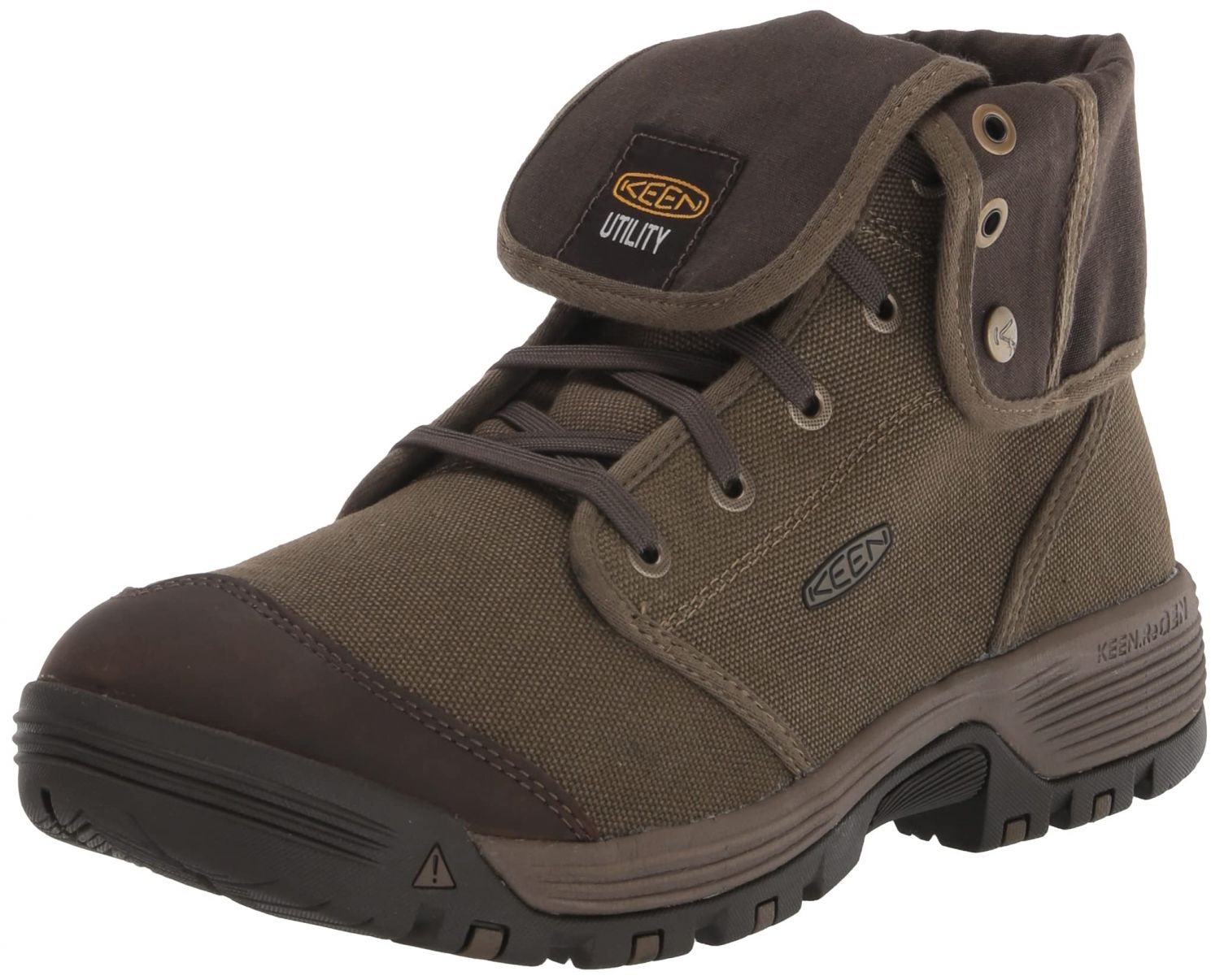 KEEN Utility Men's Roswell Mid Height Soft Toe Canvas Work Boots, Black/Magnet, 10