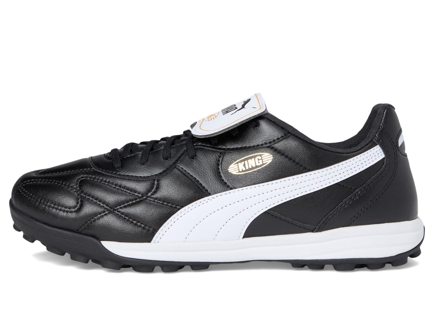 Puma Mens King Top Turf Training Soccer Cleats Black/White/Gold 8.5 D -