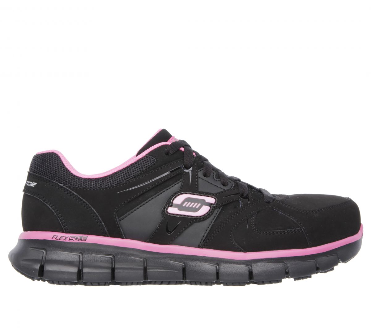 SKECHERS WORK Women's Synergy - Sandlot Alloy Toe Lace-Up Work Shoe Black/Pink - 76553/BKPK