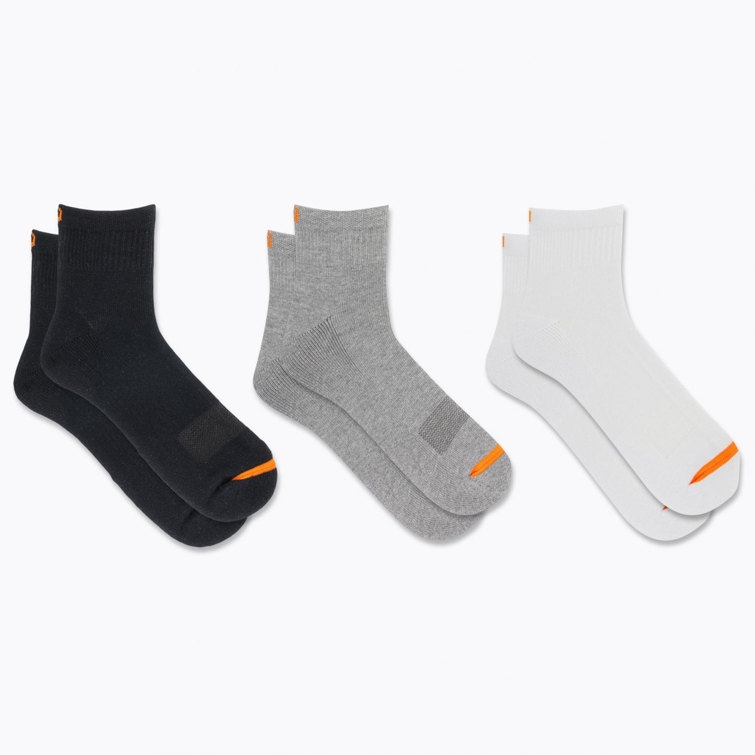 Merrell Unisex Mens And Women's Cushioned Cotton Quarter Socks - 3 Pair Pack Mesh Zones Breathable Crew, Black/White/Gray, Medium-Large US