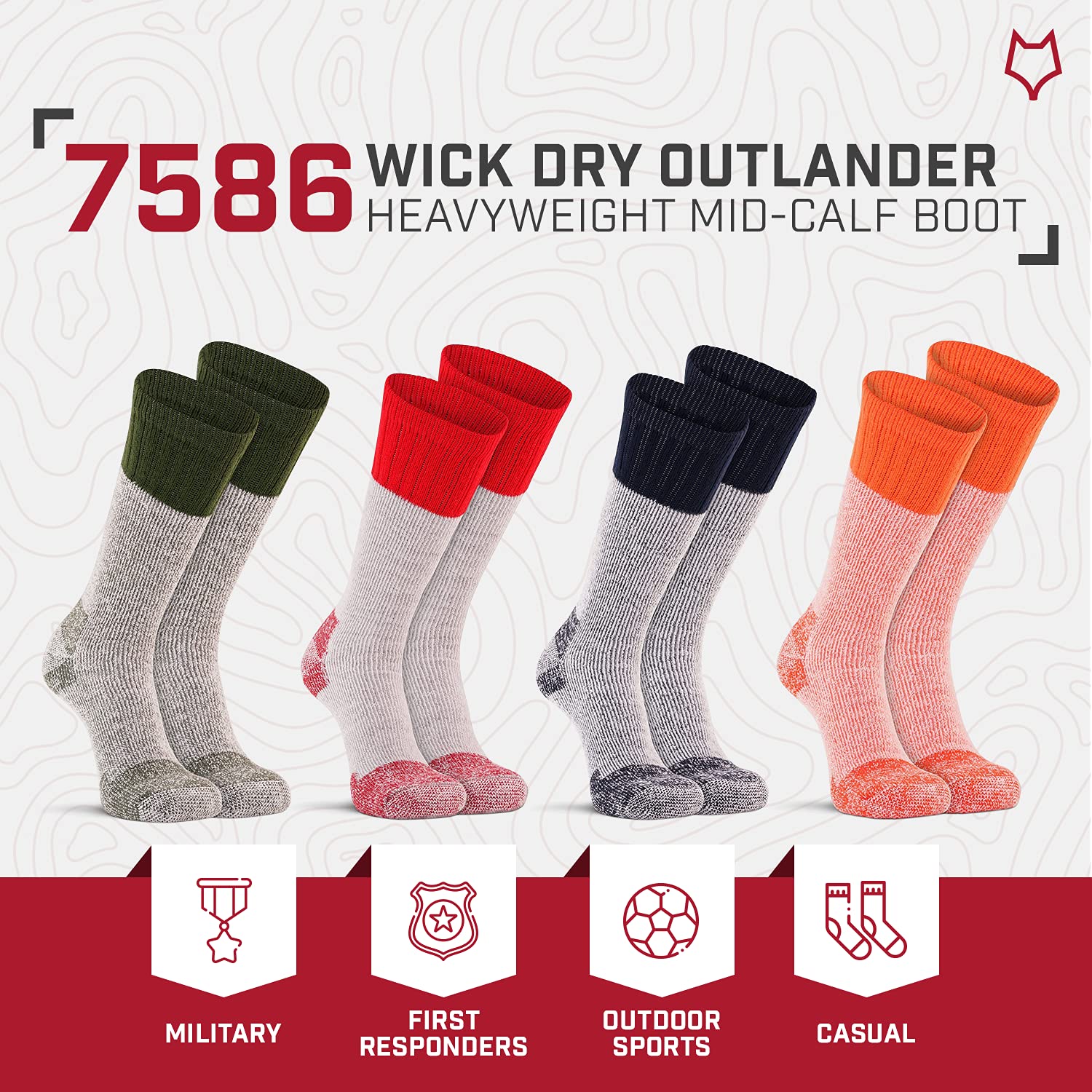 FoxRiver Womens Wick Dry Outlander Heavyweight Boot & Field Mid-calf Hiking-socks, Blue,