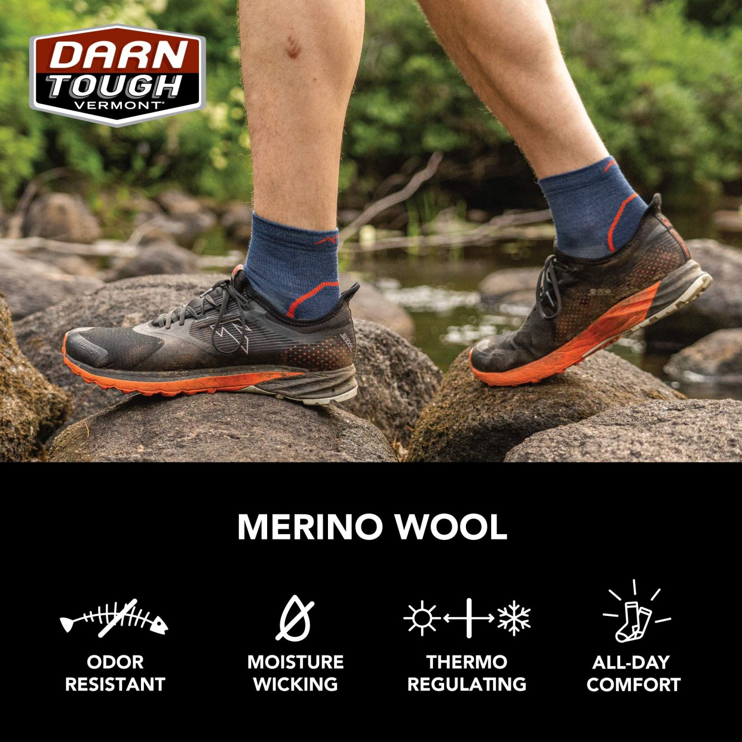 Darn Tough Vermont Men's Light Hiker 1/4 Lightweight with Cushion Charcoal, Large