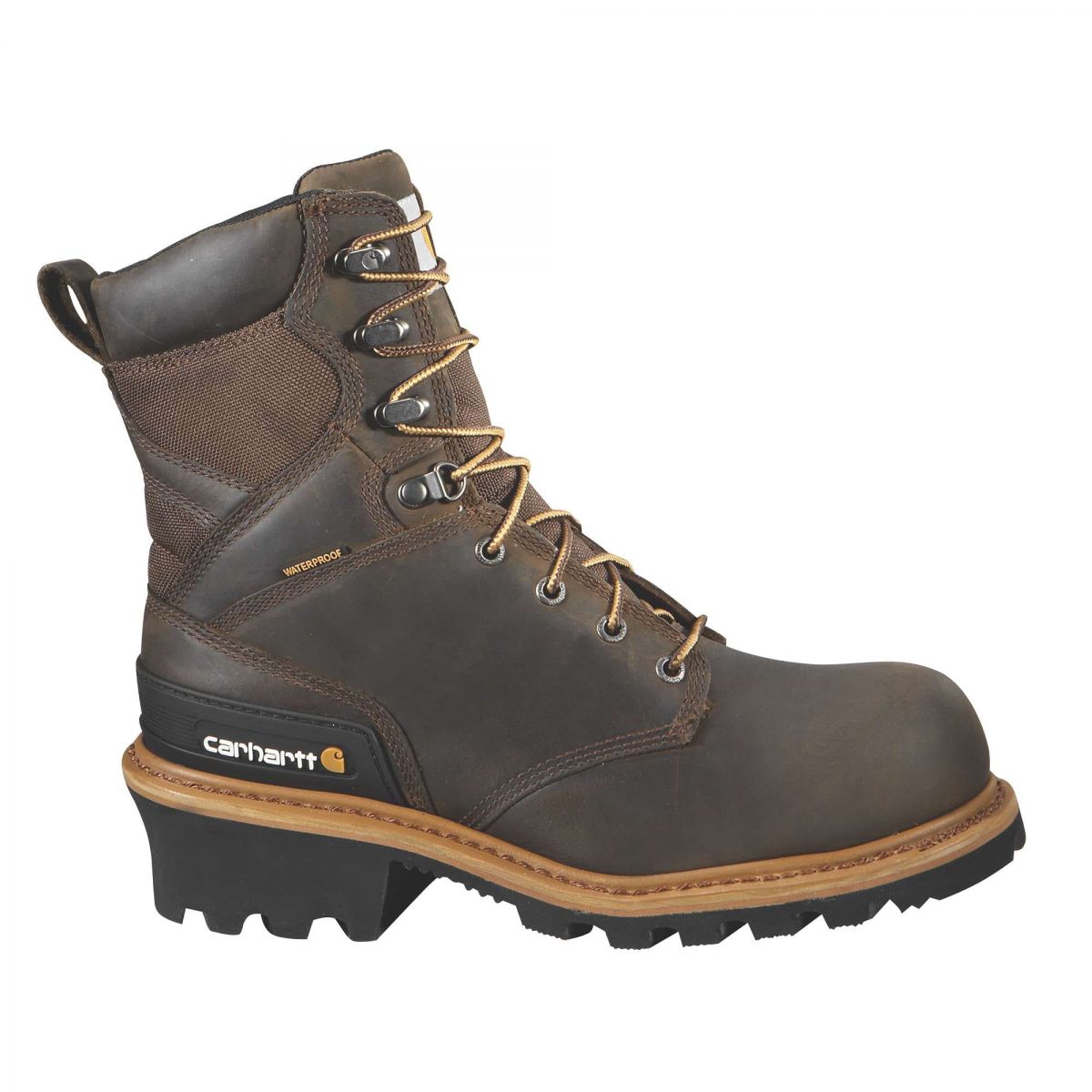 Carhartt Men's 8" Composite Toe Waterproof Climbing Logger Lineman Work Boot Crazy Horse Brown - CML8369