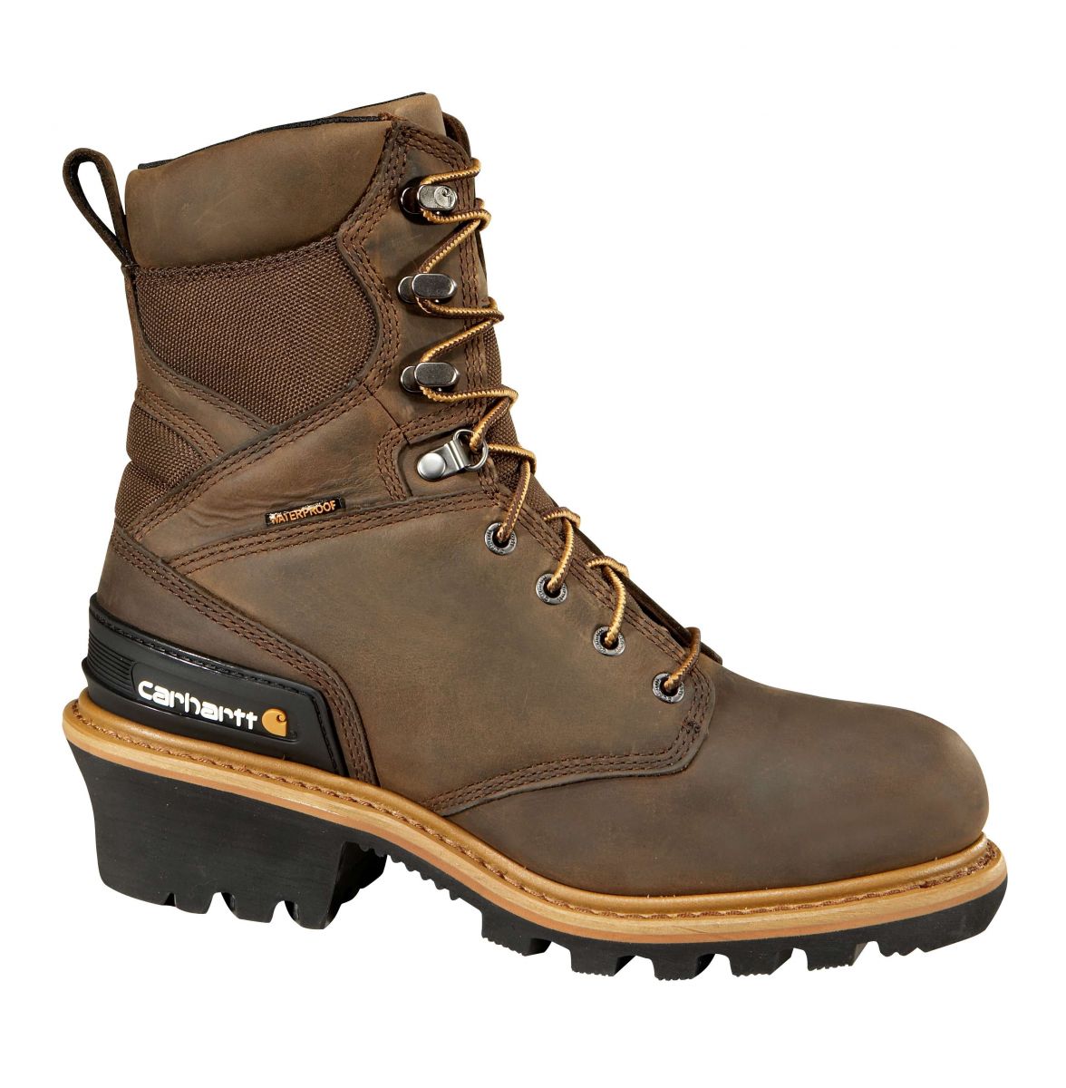 Carhartt Men's 8" Waterproof Insulated Composite Toe Leather Logger Work Boot Brown - CML8369