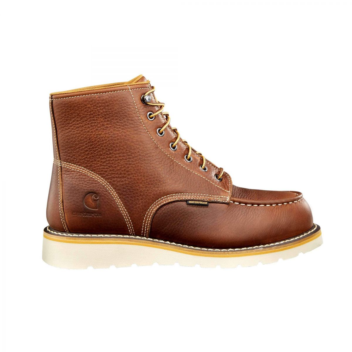 Carhartt Men's 6" Moc Toe Wedge Soft Toe Waterproof Work Boot Soft Tan Full Grain Leather - CMW6175