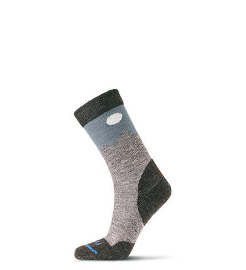 FITS Unisex Light Hiker Crew Teton Print Socks Chestnut/Stormy Weather - F1053-211