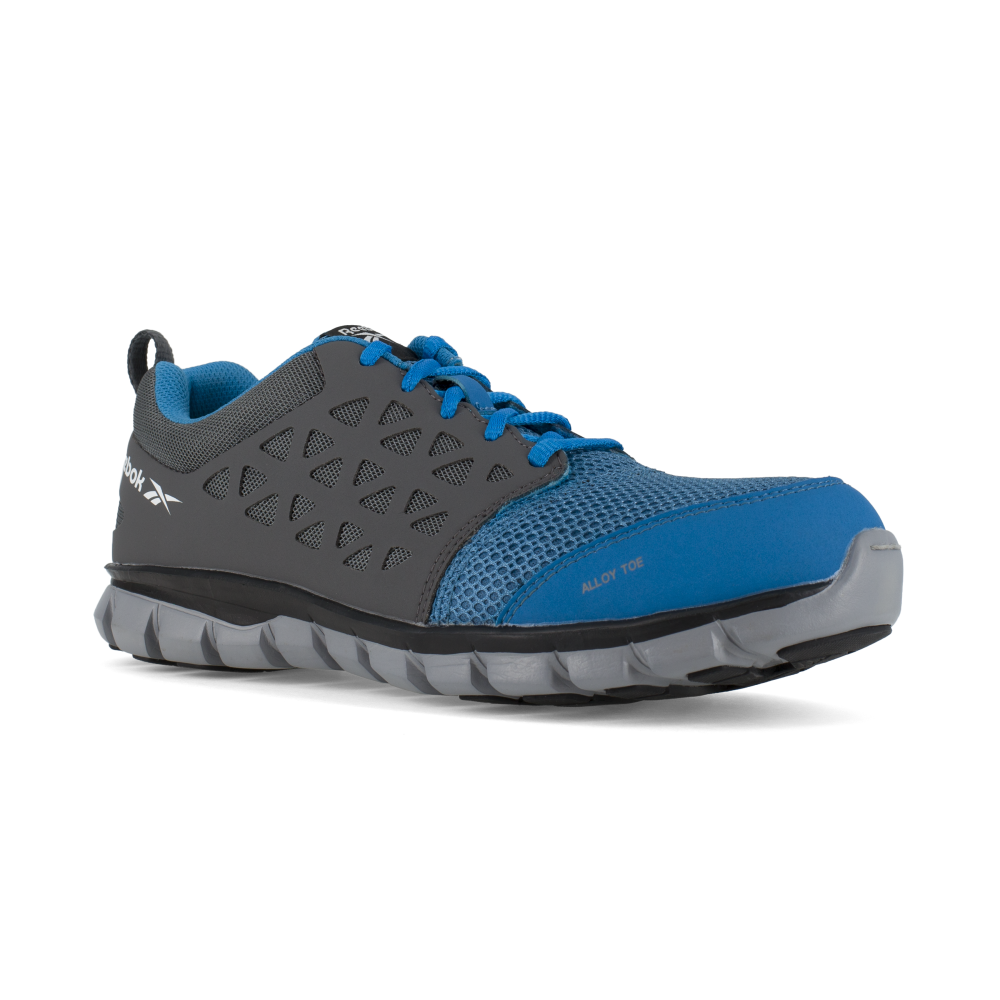 Reebok Work Men's Sublite Cushion Alloy Toe ESD Athletic Work Shoe Blue/Grey - RB4040