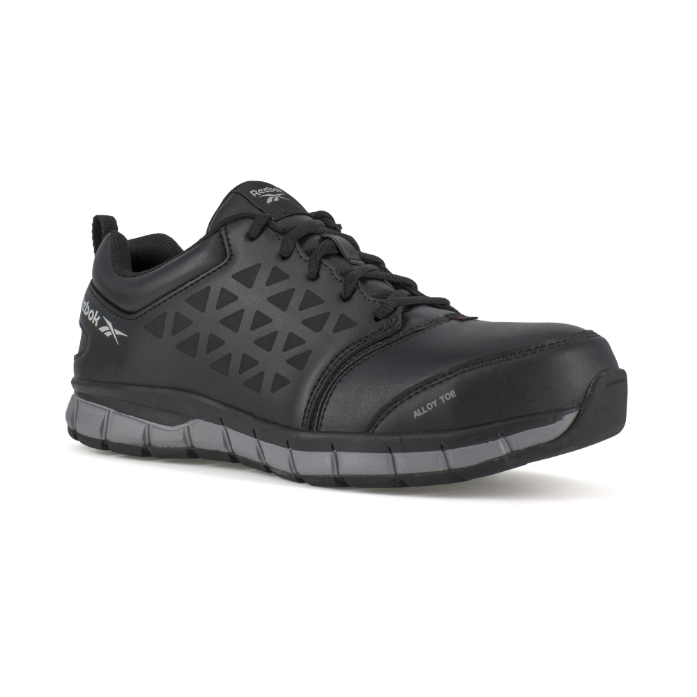 Reebok Work Women's Sublite Cushion Alloy Toe Conductive Athletic Work Shoe  Black Leather - RB049