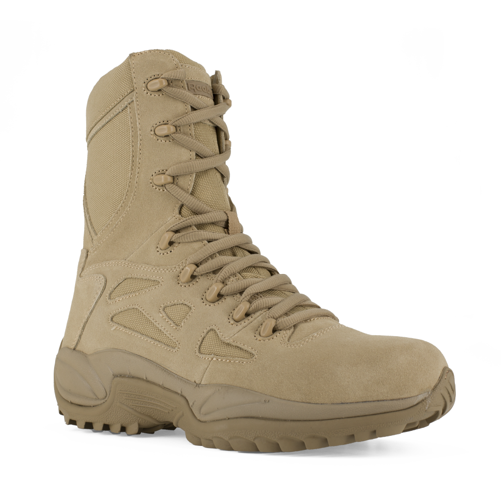 Reebok Work Men's 8" Rapid Response Soft Toe Stealth Boot with Side Zipper Desert Tan - RB8895