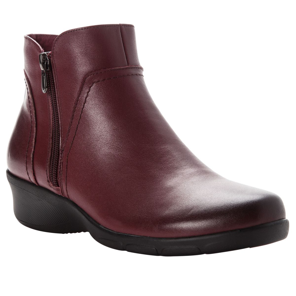 Propet Women's Waverly Double-Zip Ankle Boot Burgundy Leather - WFX085LBUR