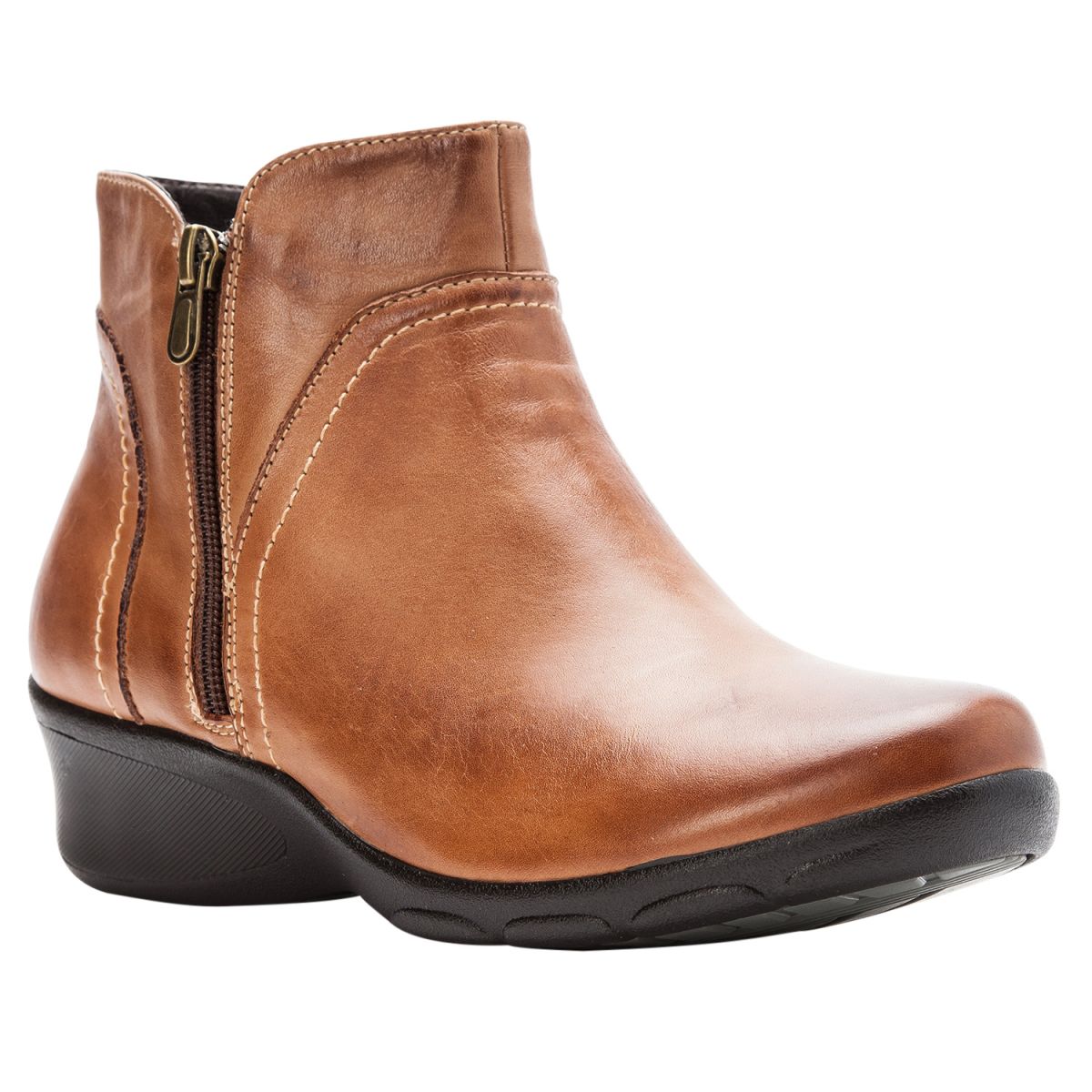 Propet Women's Waverly Double-Zip Ankle Boot Tan Leather - WFX085LTAN