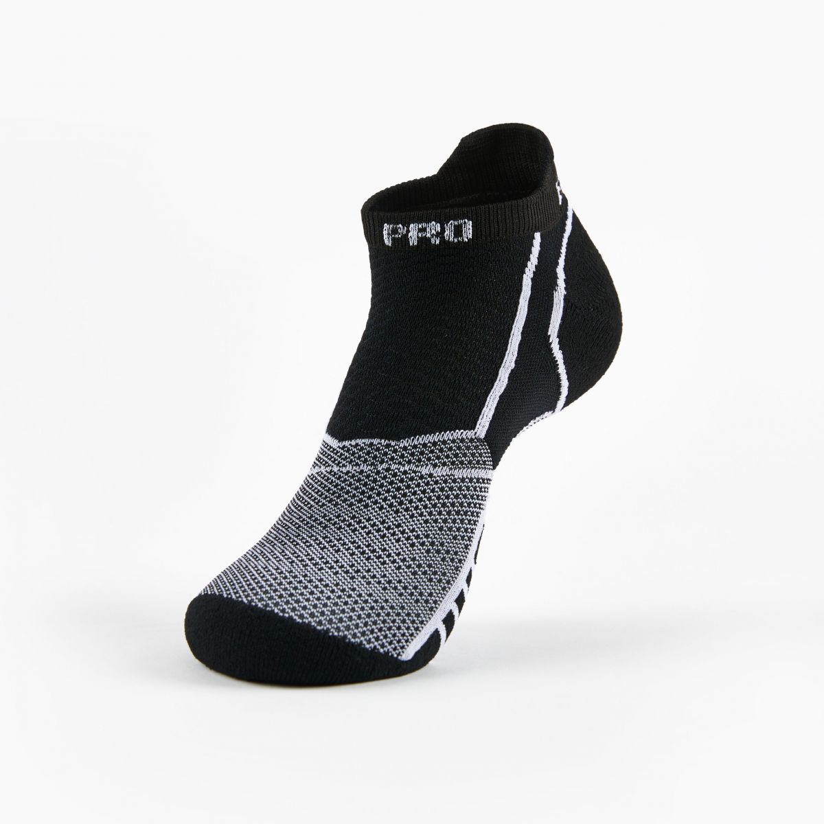 Thorlo Unisex Experia PROLITE Ultra-Light Cushion No-Show Tab Rocket Grip Socks Black/White - XPTU01-004