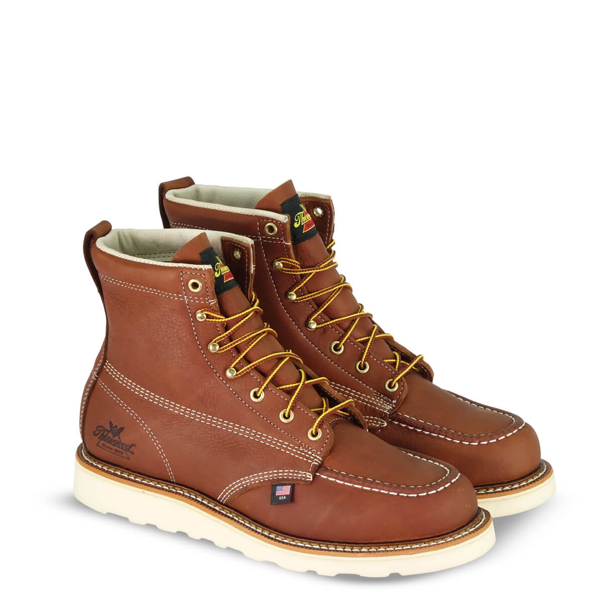 Thorogood Men's American Heritage 6" Moc Toe MAXwear Wedge™ Soft Toe Work Boot Tobacco Oil-tanned Leather - 814-4200