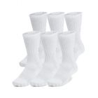Under Armour Unisex-Adult Training Cotton Crew Socks 6 Pack, (100) White/White/Black, Small