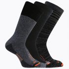 Merrell Unisex Merino Wool Midweight All Weather Work Crew Socks Charcoal Assorted (3 pairs) - MEA33633C3B2001-CHAST