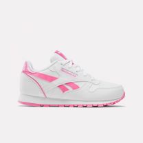 Reebok Girls' Classic Leather Step 'n Flash Shoes 2.0 White/True Pink - 100209578