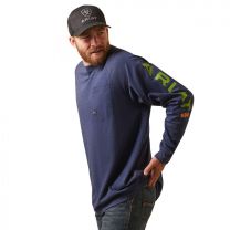 Ariat Men's Rebar Cotton Strong Logo T-Shirt Navy Heather - 10032968