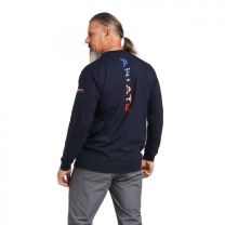 ARIAT WORK Men's FR Stretch Logo T-Shirt Navy/USA - 10039294