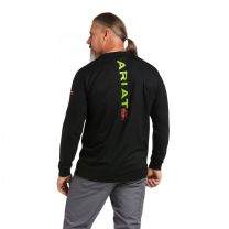 ARIAT WORK Men's FR Stretch Logo T-Shirt Black/Lime - 10039295
