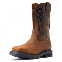 ARIAT WORK Men's 10" Sierra Shock Shield Patriot Steel Toe Work Boot Distressed Brown - 10044426