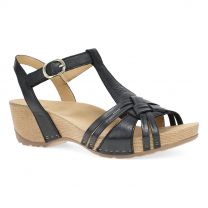 Dansko Women's Tia Sandal Black Milled Burnished Leather - 1715101600