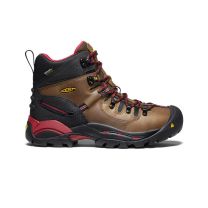 KEEN Utility Men's 6" Pittsburgh Steel Toe Waterproof Work Boot Bison/Red - 1007024