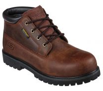 SKECHERS WORK Men's Trevok ST Steel Toe Waterproof Work Boot Brown - 200004-CDB