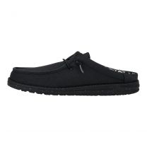 HEY DUDE Shoes Men's Wally Slip Stretch Canvas Black/Black - 41293-060