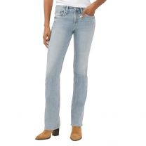 Silver Jeans Co. Women's Suki Mid Rise Curvy Fit Slim Bootcut Jeans, Blue Grass