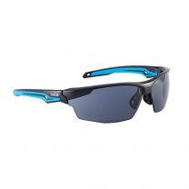 Bollé Safety 40302, Tryon Safety Glasses Platinum, Black/Blue Frame, Smoke Lenses, Universal